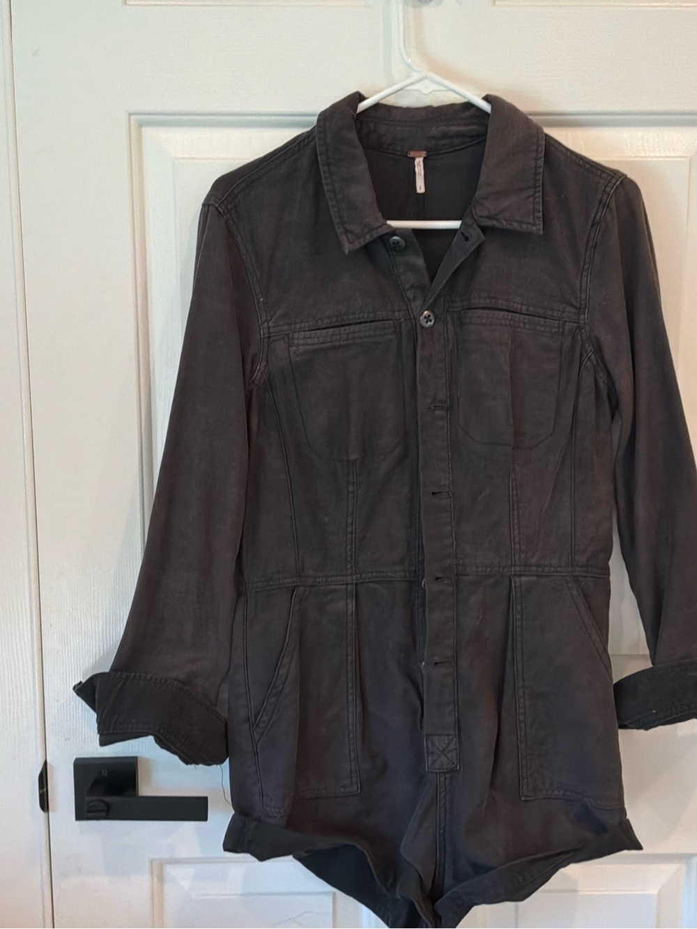 One Teaspoon Washed Utility Romper - Charcoal Gray